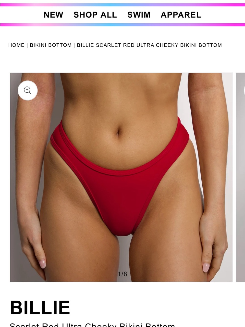 Billie Scarlet Red Ultra Cheeky Bikini Bottom